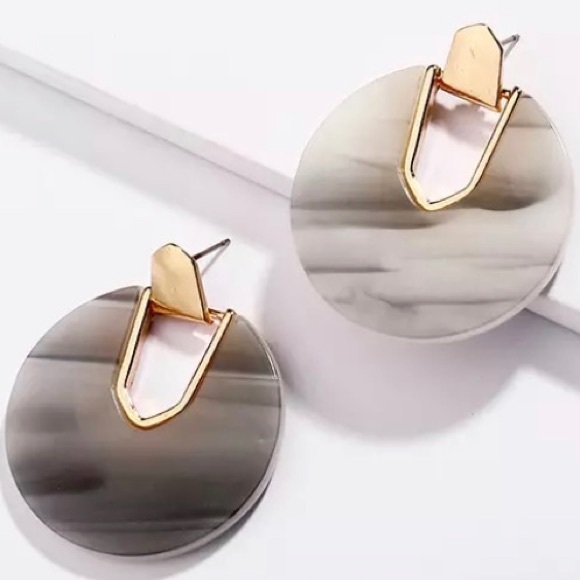Jewelry - $2 ADD ON ITEM Round acrylic earrings gray